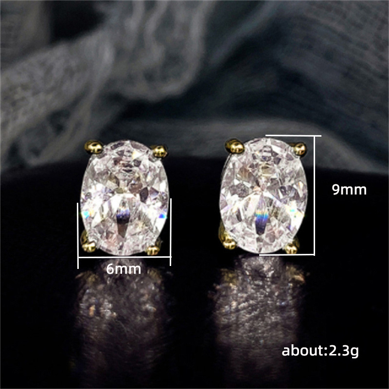 Stud Earrings Moissanite Solitaire Simple Fashion Jewelry 925 Sterling Silver Gold Fill Women Wedding Oval Diamond Earring Gift - view 8