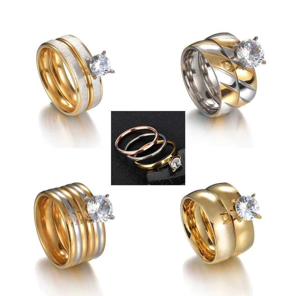 MMS Fashion Double Ring Set Womens Removable Ring Couple Party Wedding Water Diamond Ring Transparent Crystal Ring Y241019
