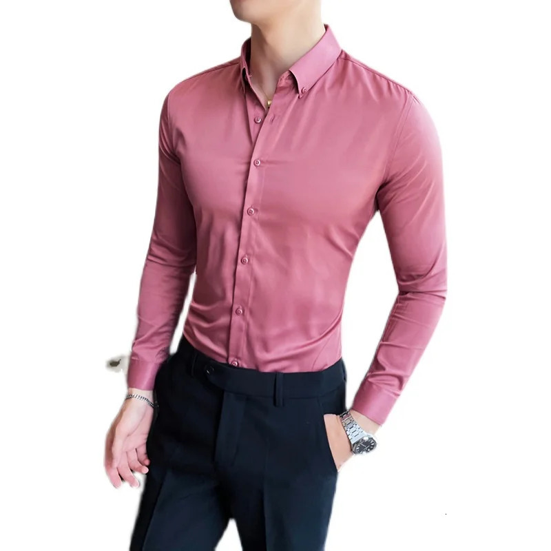 Camisas De Hombre job wearing solid long sleeved mens social shirt ultra-thin fit formal mens dress large size 5XL 241007