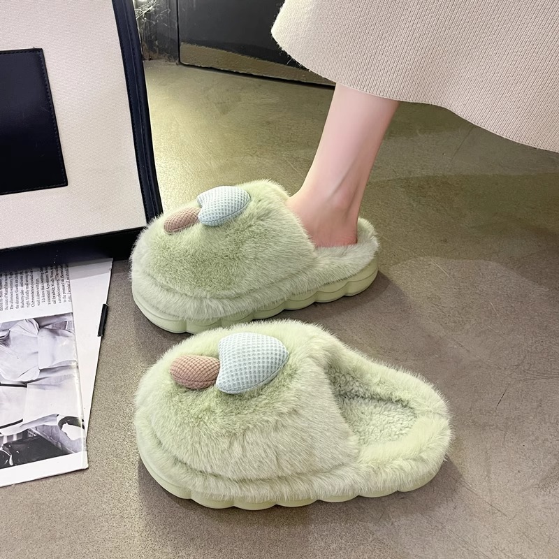 2024 New Winter Cute Mushroom Plush Warm and Anti slip Thick Bottom Indoor Cotton Slippers for Men and Women