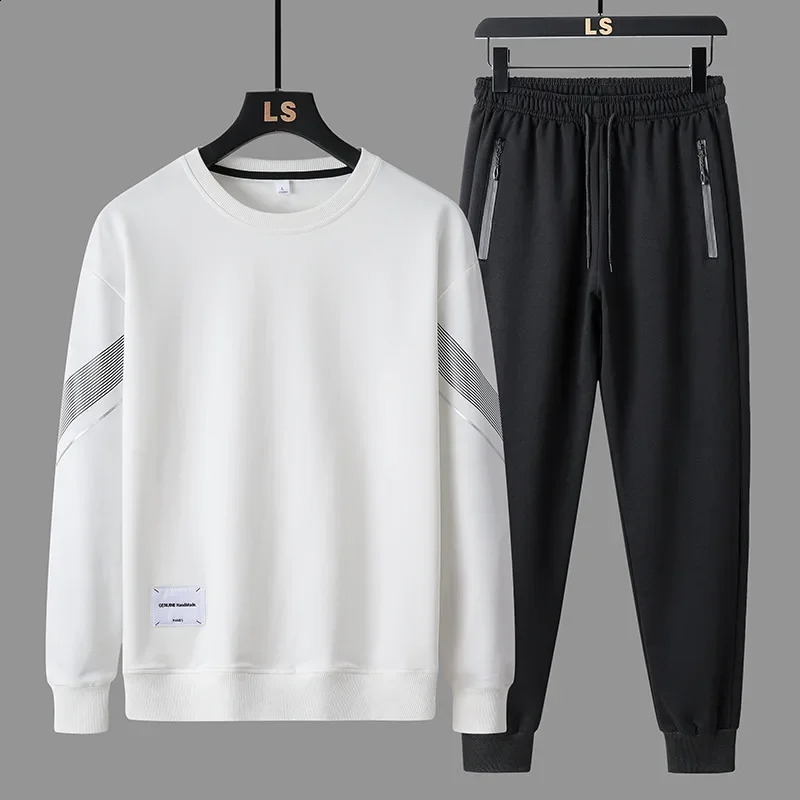 Spring Autumn Mens Casual Sports Suit Round Neck Sweatshirt Long Sleeves Pants One Whole Set Clothing Fashion 241017