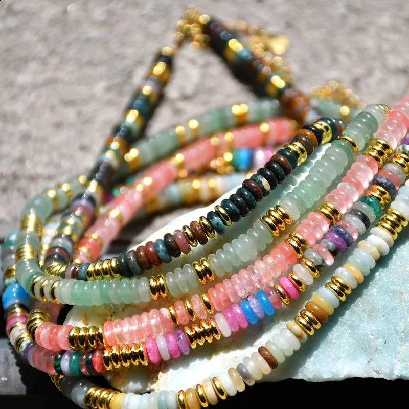 Bohemian bead necklace gemstone natural stone freshwater pearl surfer summer beach handmade jewelry accessories 241019