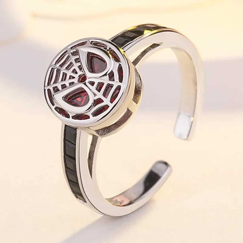 Creative Red Crystal Spider Web Men and Women Open Ring Fashion Punk Trend Party Jewelry Y241019