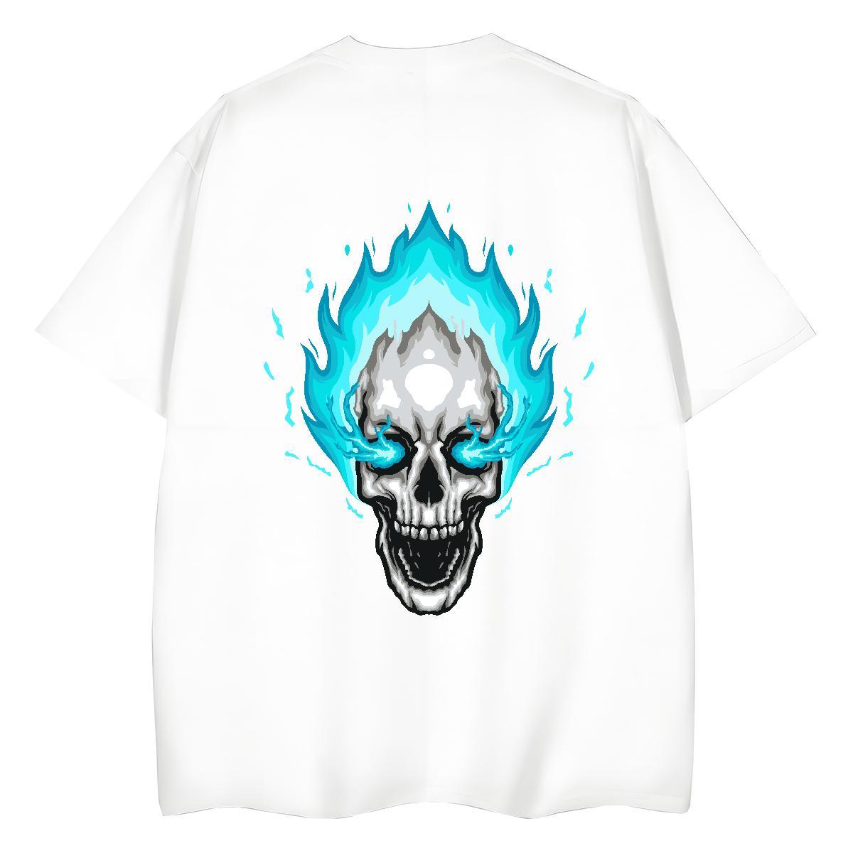 Brand T-Shirts for Women 100% Cotton 230g Short sleeve Soft Hip Hop Street skull Women Tshirts Unisex Cartoon Print Tops Shirt