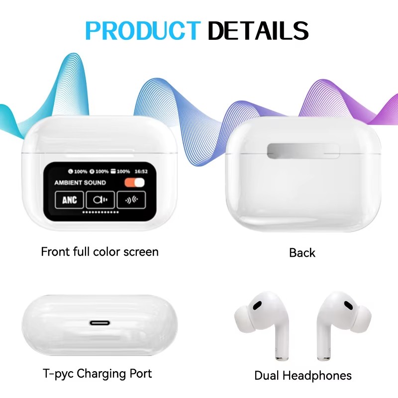 Bluetooth headphones Multifunctional Touch Screen ANC Noise Reduction Ultra-long Life In-ear Wireless Headset Earphone Earbuds for Mobile Smart Cell P