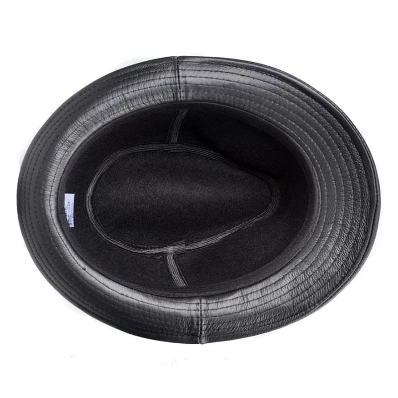 Mens High Quality Genuine Leather Formal Hat Jazz Gentleman Cowhide Short Brim Black/Brown Top Hat Mens Performance 241019