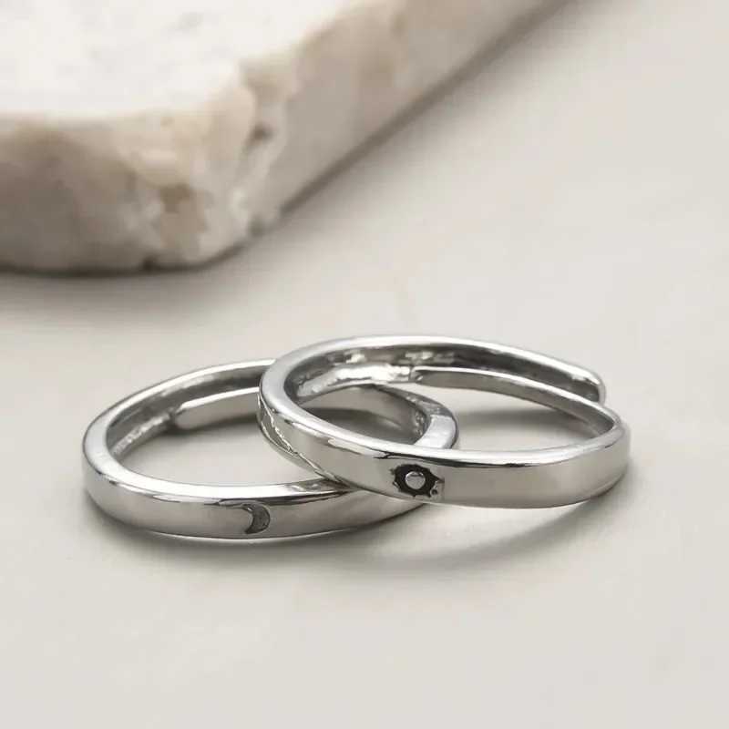 Fashion Simple Couple Ring Lover Sun Moon Opening Adjustable Rings Set Women Wedding Anniversary Valentine Day Jewelry Gifts Y241019