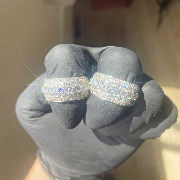 Fashion Design 925 Silver Iced Out Moissanite diamond Mens cuban diamond ring for hiphop life jewelry