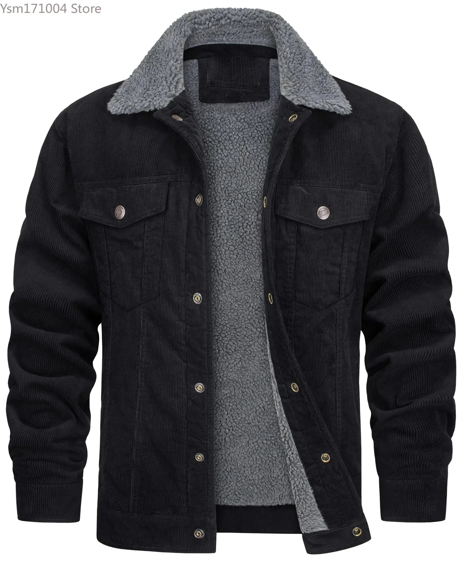 Mens denim jacket Corduroy jacket vintage Sherpa wool Windbrekaer thick warm winter jacket multi pocket casual jacket 241007