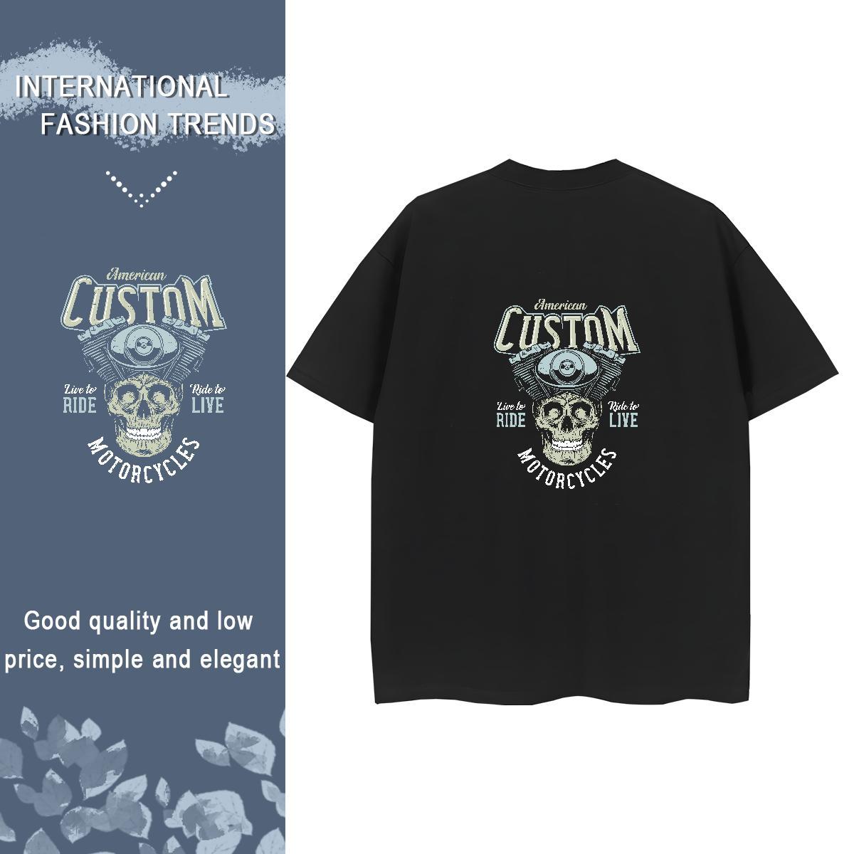 Classic T Shirt For Woman 230g Pure Cotton Breathable Crew Neck Outdoor skull Couples T Shirts Nice Anime Tops