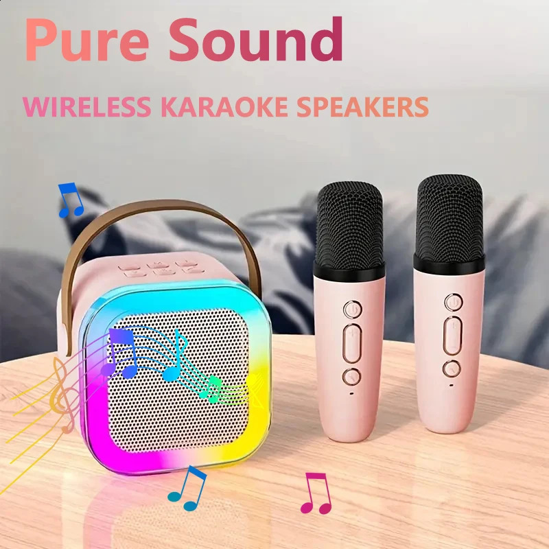 Portable wireless karaoke ser with microphone KTV ser with RGB color LED lights karaoke machine 241019