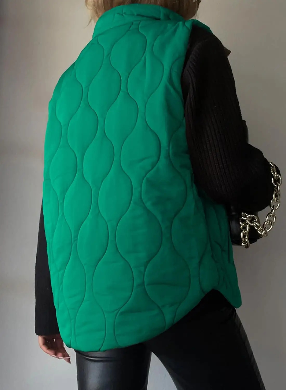 Cropped Puffer Vest Women Lightweight Quilted Stand Collar Sleeveless Jackets Fall Button Zip Up Warm Coat Outerwear 241010