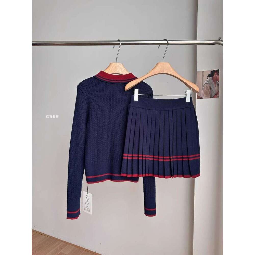 Korean Suits WearAutumn New Two Piece Set Women Clothes Fashion Knit Cardigan Golf Skirt