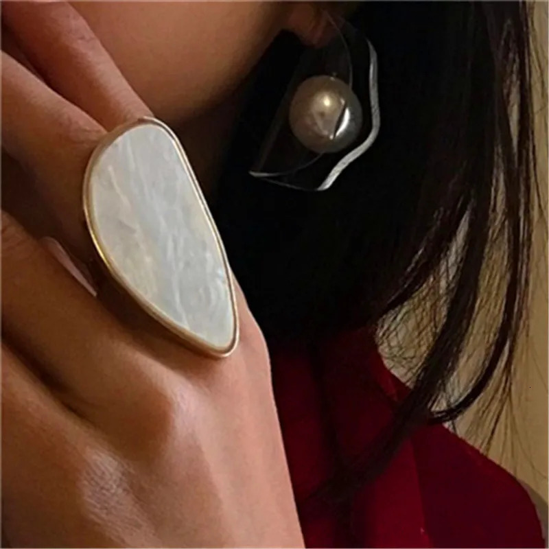 Irregular Agate Resin Finger Rings Female Big Geometric Steampunk Stone Open Adjustable for Women Korean Party Jewelry 241010
