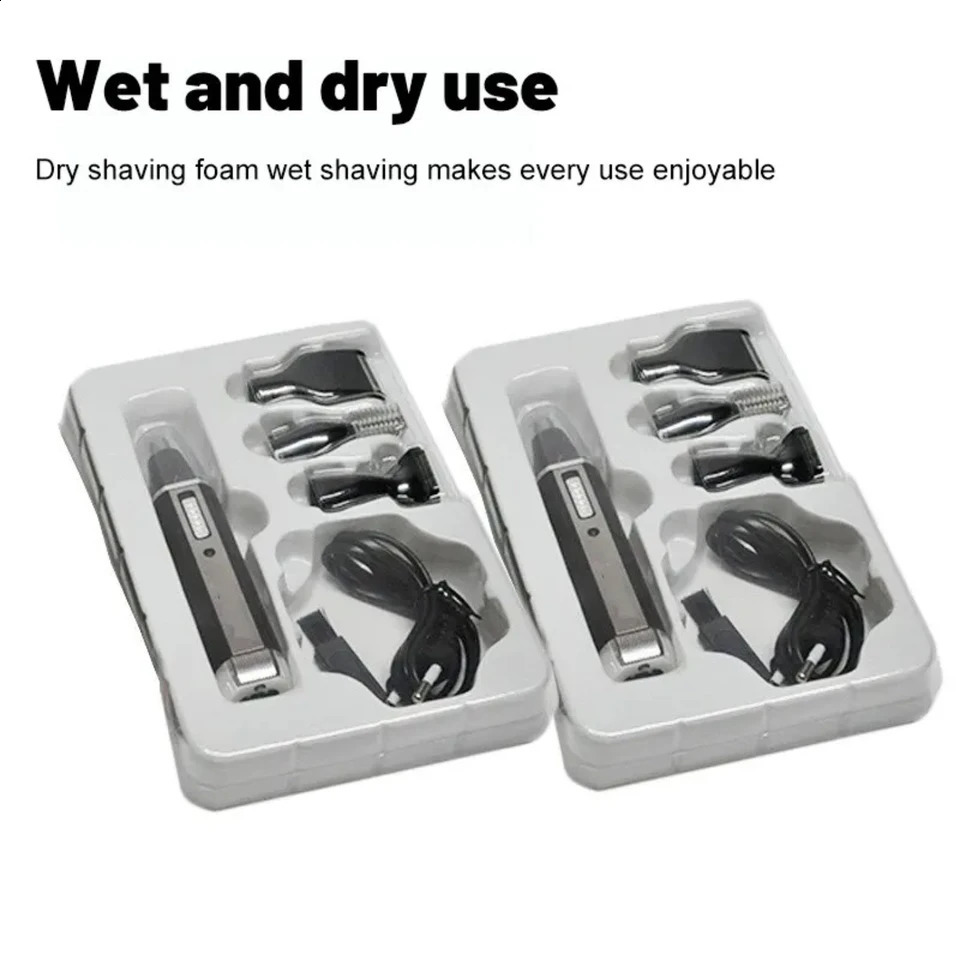 Sleek convenient and versatile 4-in-1 compact nose hair trimmer for men - Portable grooming kit for precision shaping of beard 241009