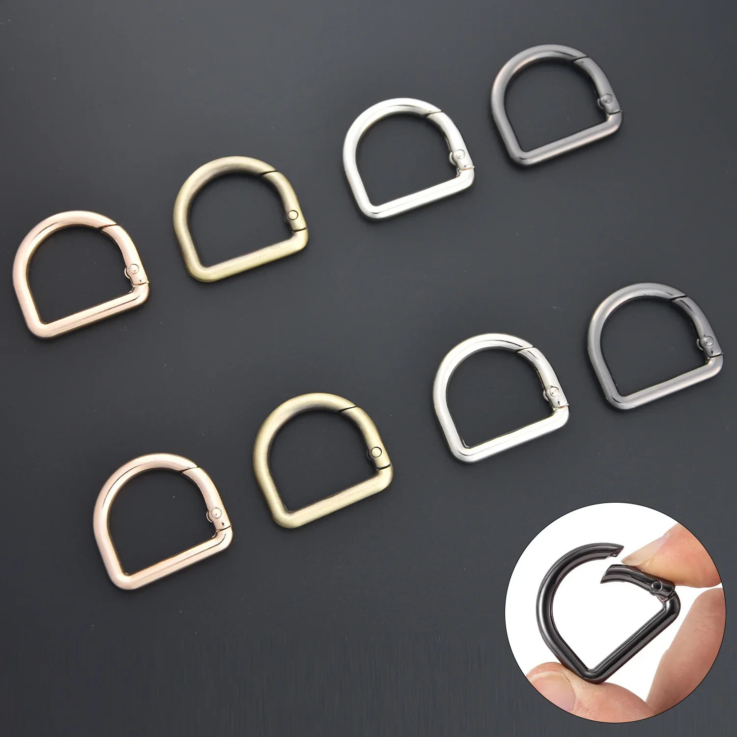 5pcs D Ring Openable Metal Buckles Bag Luggage Strap Connecting Clasp Spring Keyring Hardware Accessories 241017