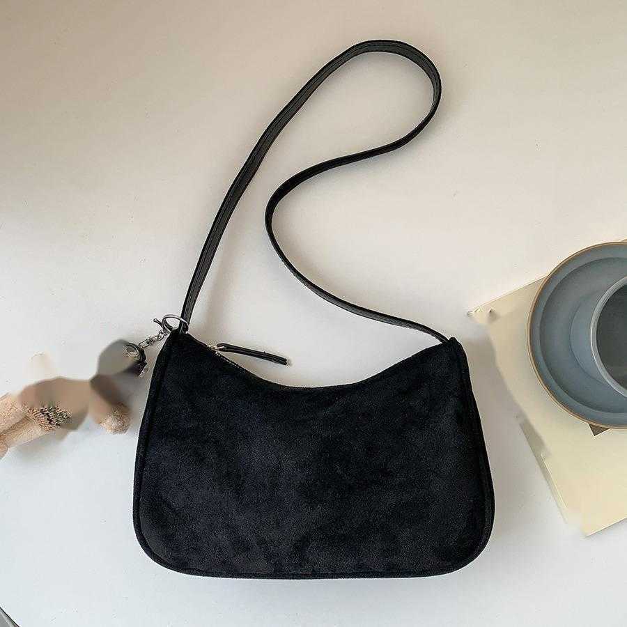 CMM Korean Version Suede Crossbody Bag for Women Autumn and Winter Niche Versatile Shoulder Bag Plush Simple Small Square Bag