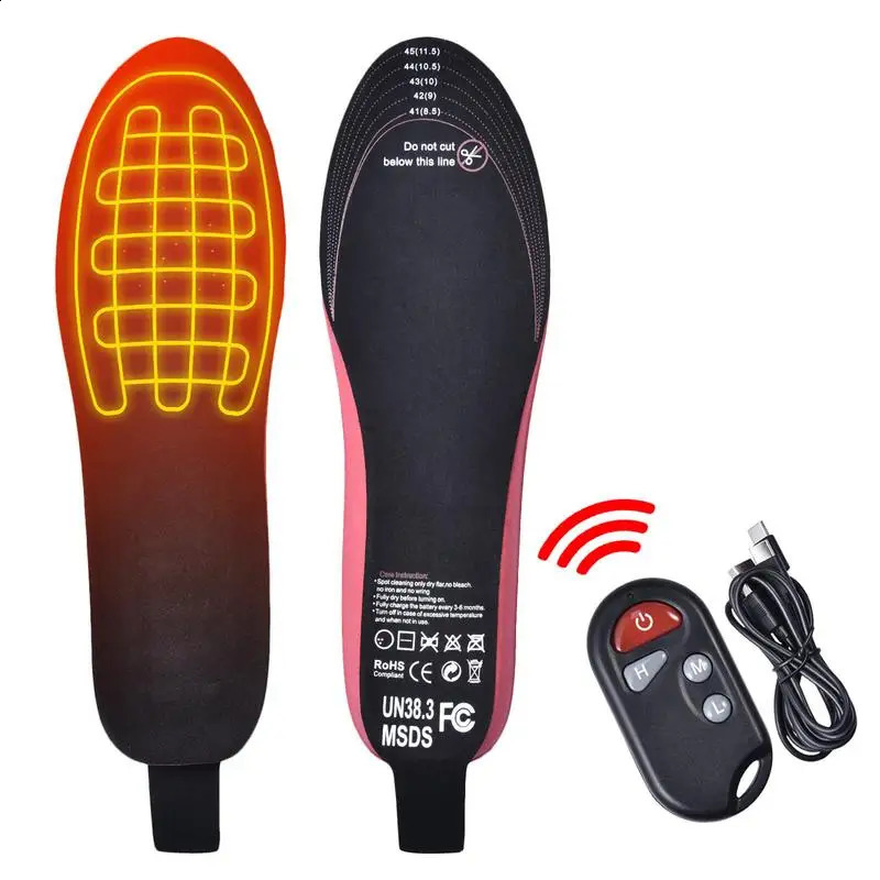 2100mAh USB Heated Shoe Insoles With Remote Control Feet Warm Sock Pad Mat Electrically Heating Insoles Electric Heater Pads 241010