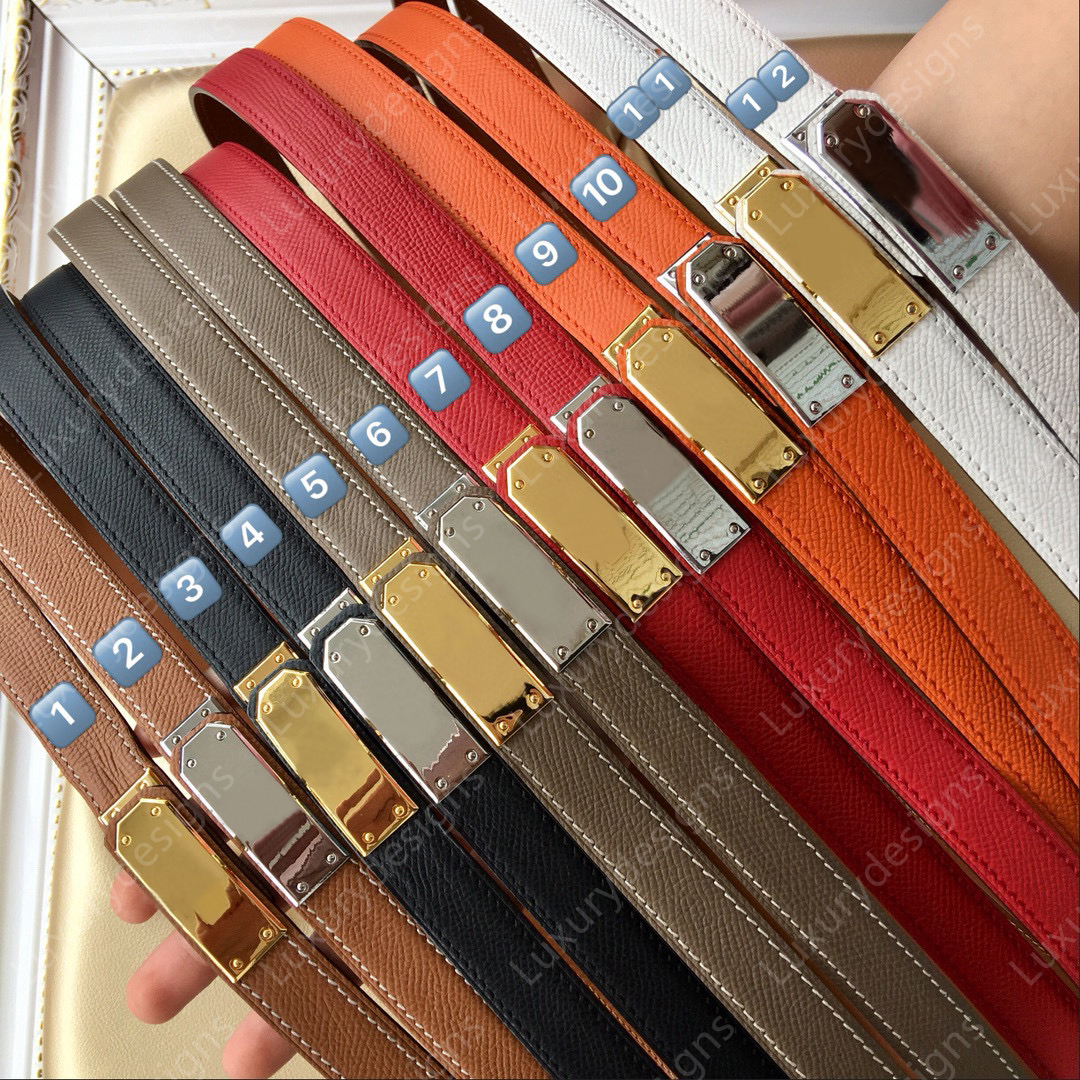 Designer Belt Womens Ceinture Luxe Top Quality Genuine Leather Classic Gold Silver Lock Buckle Luxury Belt width 1.8cm Mini Adjustable with Orange Box Packing