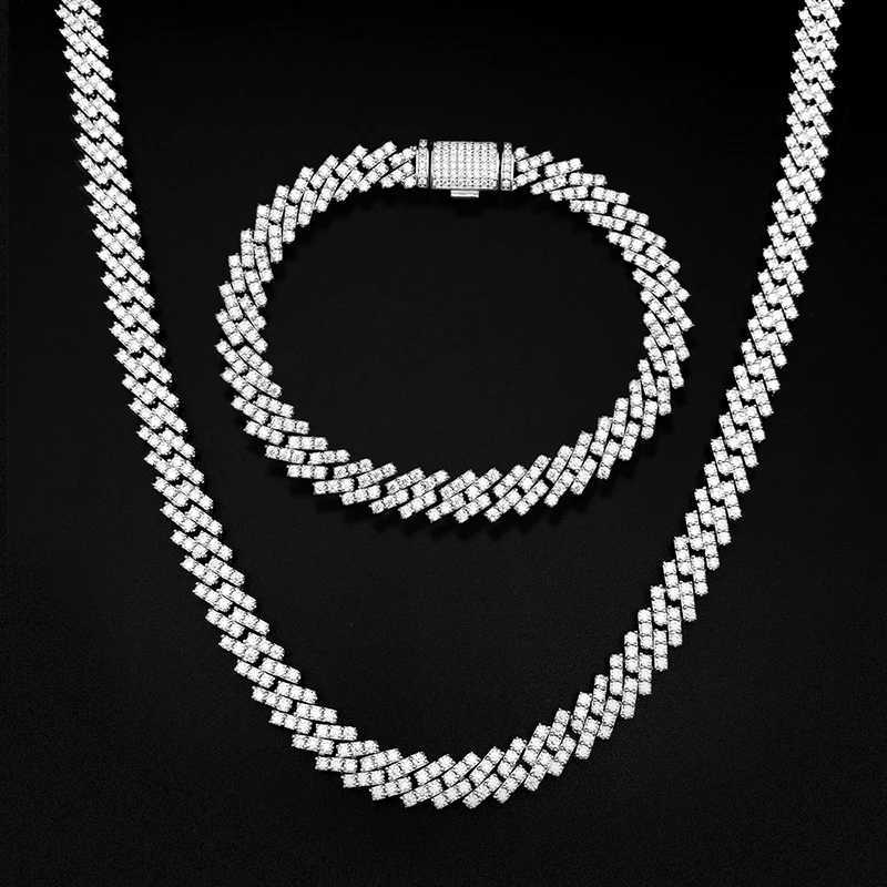 Real 8mm Moissanite Cuban Necklace Women Men Iced Out Miami Lab Diamond Hip Hop Chain Necklaces 925 Sterling Silver Pass Tester