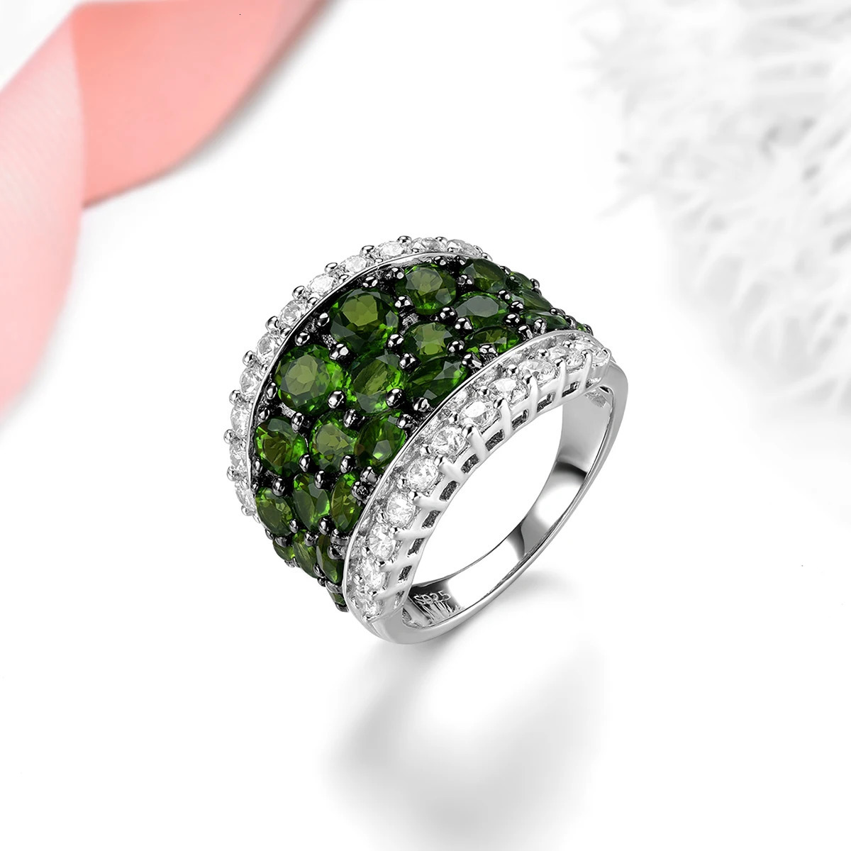 Natural Chrome Diopside Sterling Silver Rings 5 s Genuine Stone Women Classic Christmas Anniversary Gifts Top Quality 241010