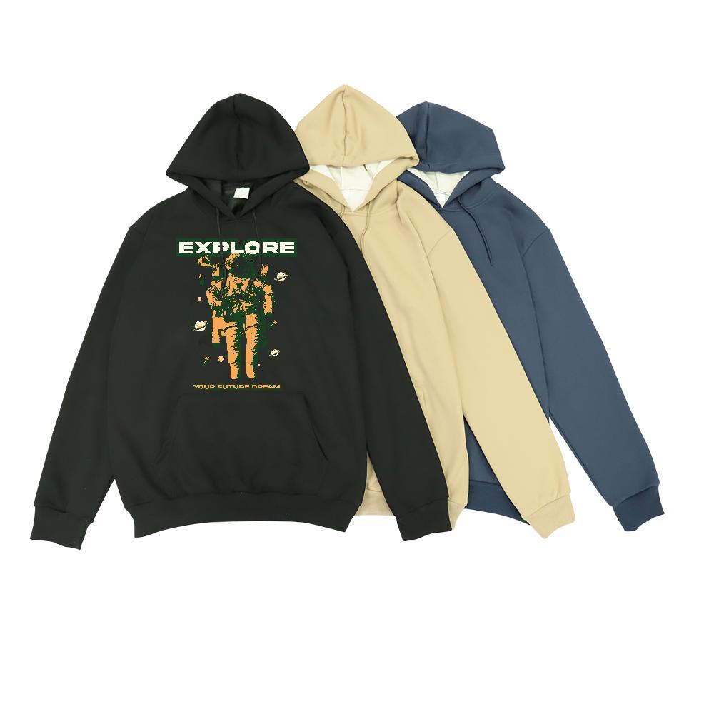Classic Men's Hooded Sweatshirt Breathable Hooded Collar Comfortable Mens Hoodie Custom Printing Top Pullover Hoodie Street Wear Warm Fleece