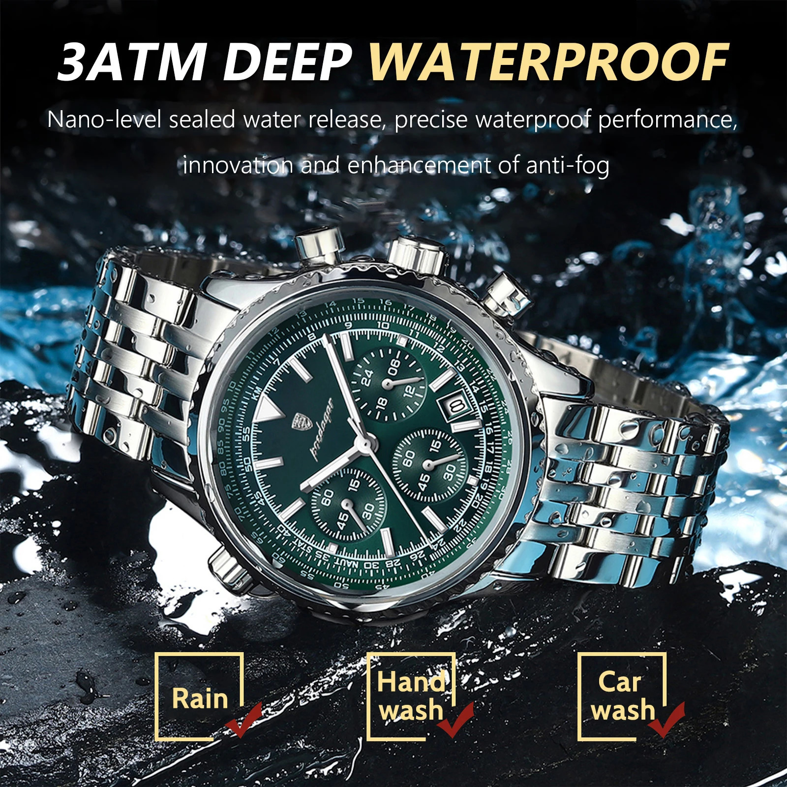 Poedagar Mens Military Watch Waterproof Luminous Date Timer Mens Watch Sports Quartz Stainless Steel Mens Watch 241019
