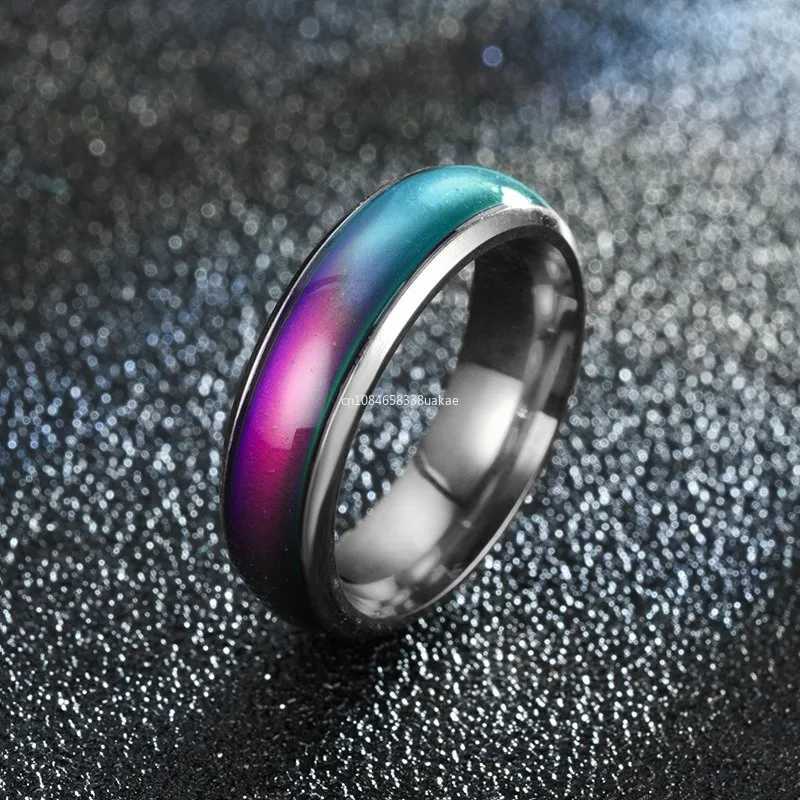 1 piece of stainless steel emotional ring color changing ring emotional feeling ring temperature ring female couple ring fashionable jewelry Y241019