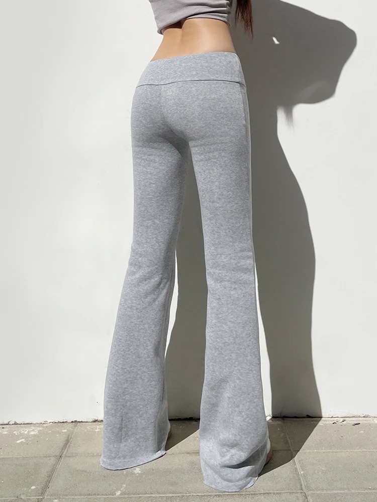 IAMSURE Casual Sexy Basic Solid Flare Pants Y2K Slim LowWaisted Boot Cut Pant 2023 Autumn Spring Fashion Streetwear Lady 241007