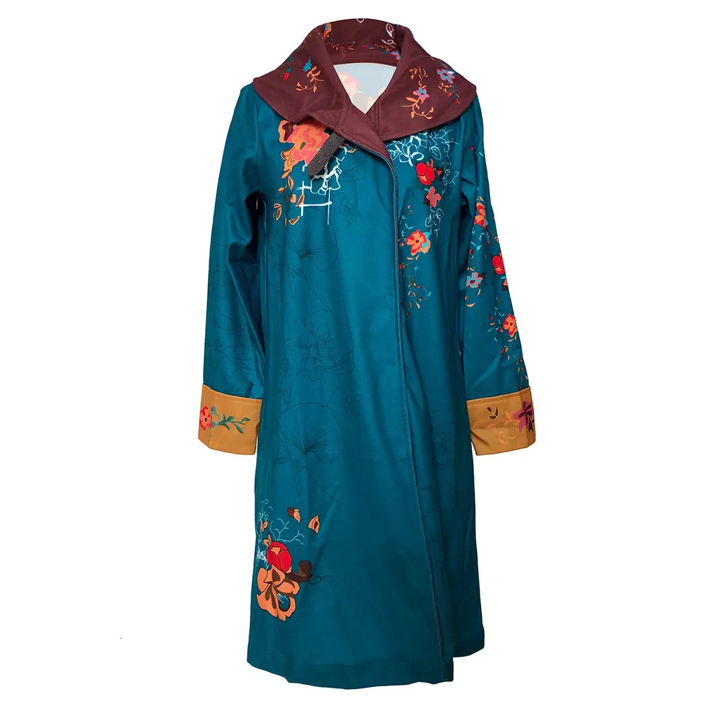 Womens floral printed long sleeved coat womens long sleeved wool coat womens winter down jacket womens long jacket 241019