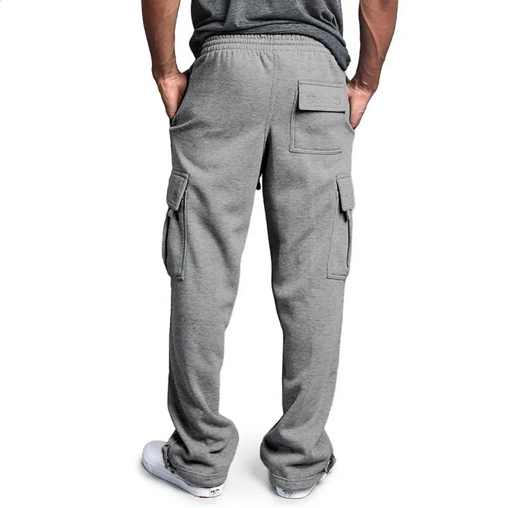 Mens Sweatpants Straight Fit Joggers for Sports and Streetwear Loose Oversized Drawstring Long Pants Men Multi-pocket Pants 241010