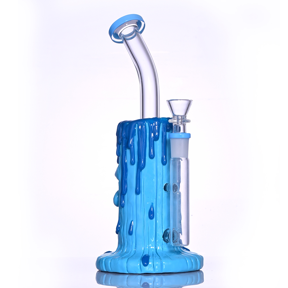 9.4in,HippiesGlass,Glass Bubbler With Fixed Diffuser Downstem Water Pipe Bong,Colored Polymer Clay Glass Water Pipe,3D Cute Glass Bong,Glass Hookah,Gl