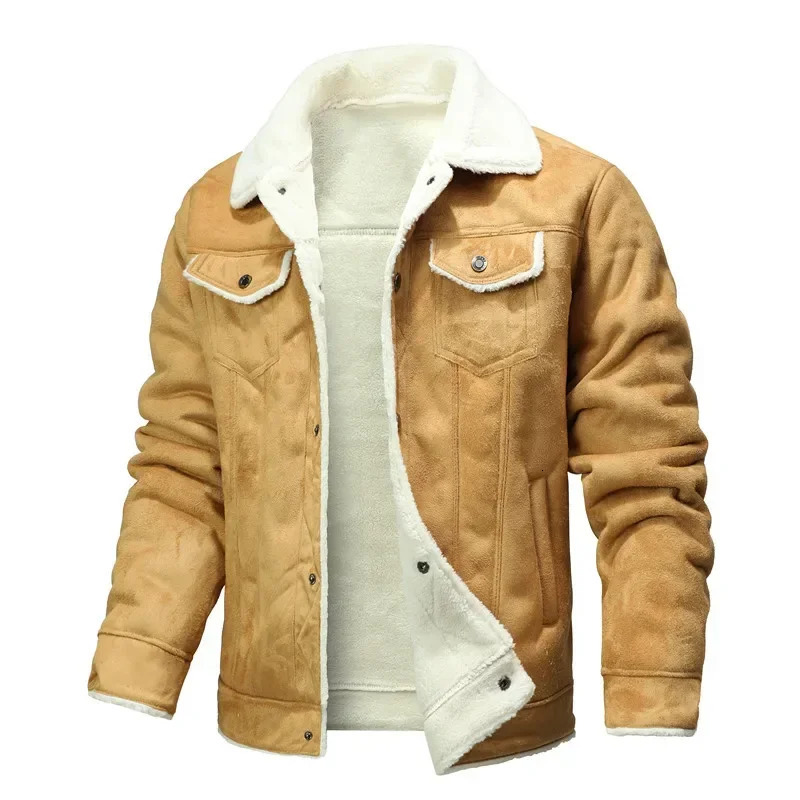 Winter mens suede leather coat high-quality mens thick warm jacket youth fashion casual jacket mens clothing leather jacket 241007