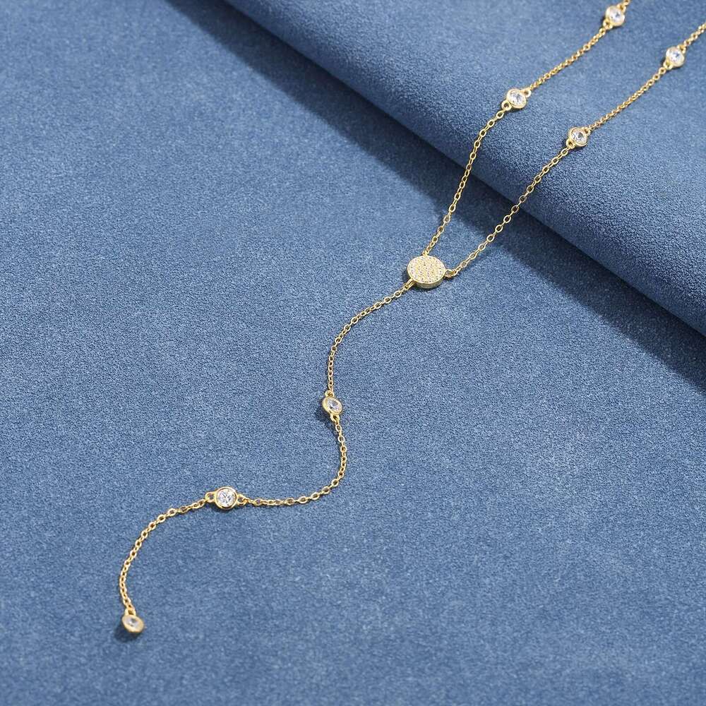 Sterling silver necklace diamond design long sweater necklace diamond gift for Women Christmas