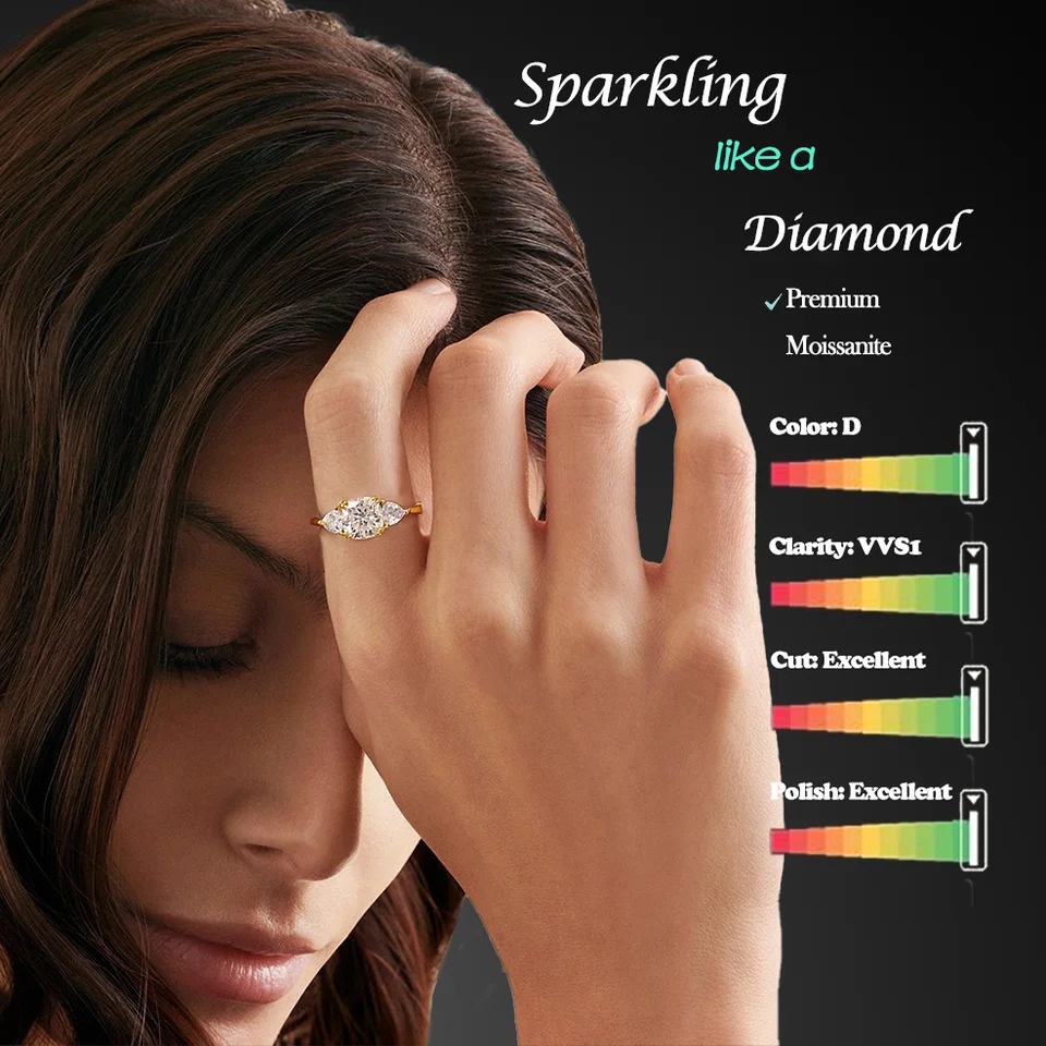 22cttw 3Stone Ring CushionCut Center Stone with Triangular Side Stones S925 Sterling Silver GoldPlated 241010