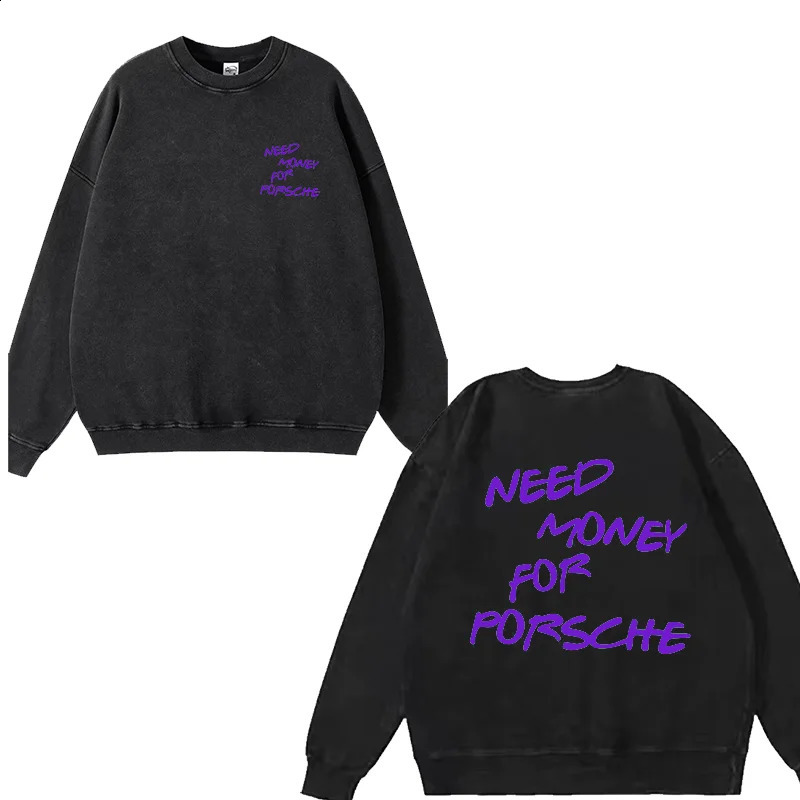 Fun Need Money Washed Old Sweater Fashion n Mens Womens Sweatshirt Fleece Oversized Couple Casual Hoodie 241019