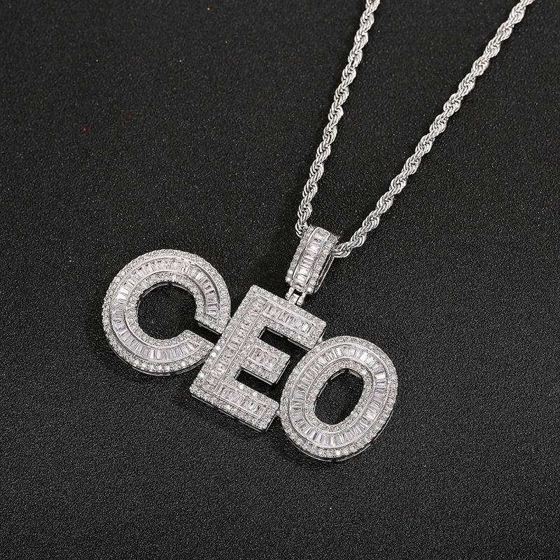 Customized Bigger Letters Name Pendant Iced Out Zircon Name Nekclace with Rope Chain Choker for Women Hiphop Necklace for Man 241019