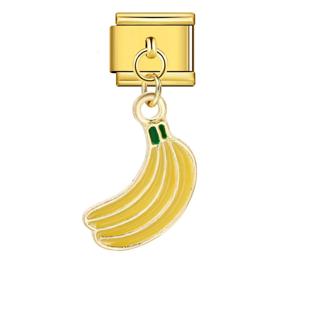 Trendy Cute Fruits Banana Pineapple Cherry Avocado Italian Charm Links Fit 9mm Stainless Steel Bracelet Jewelry DIY Making 241010