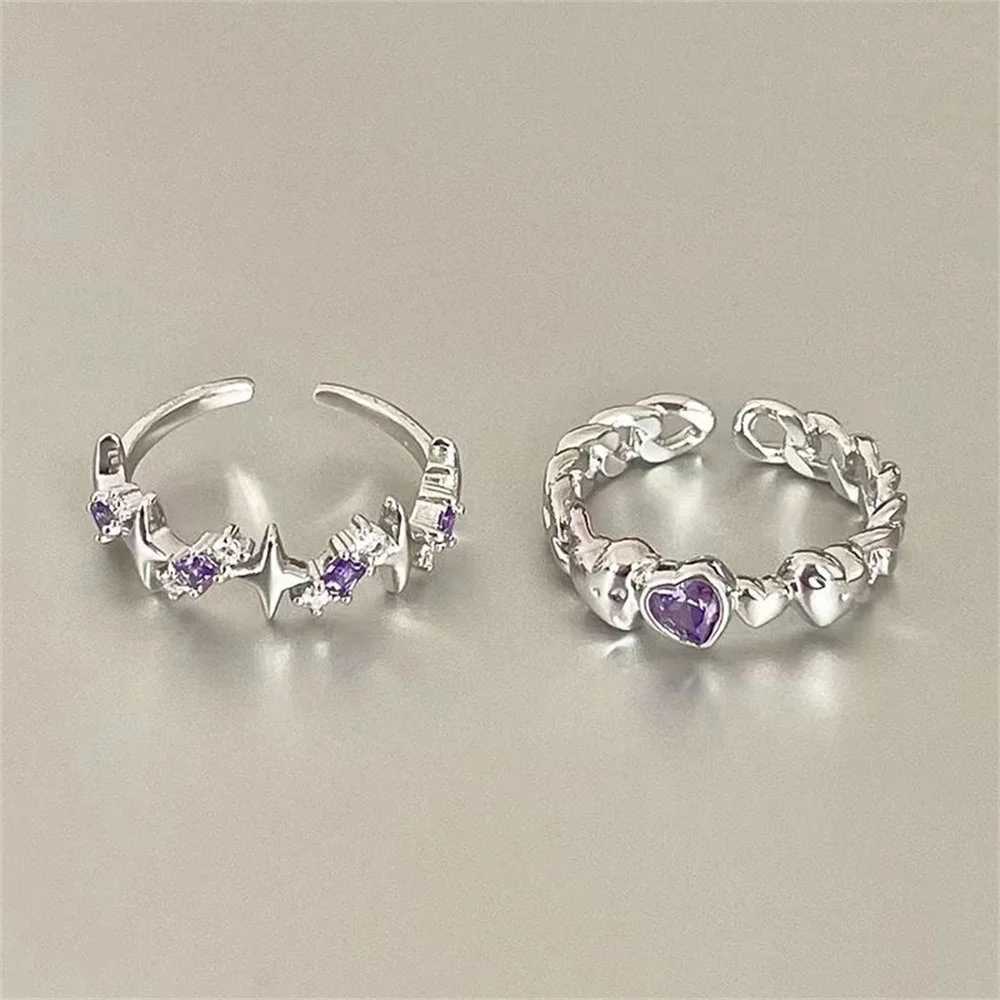 Crystal ring female romantic love heart snake shaped ring glowing girl finger ring Y2K fashion jewelry gift decoration Y241019