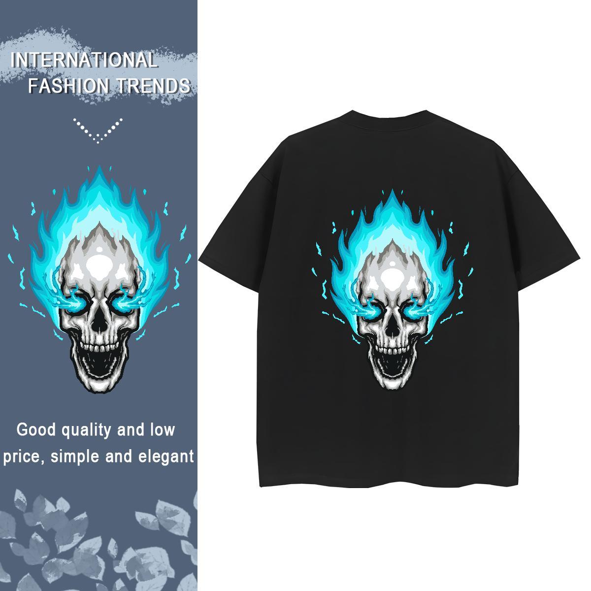Brand T-Shirts for Women 100% Cotton 230g Short sleeve Soft Hip Hop Street skull Women Tshirts Unisex Cartoon Print Tops Shirt