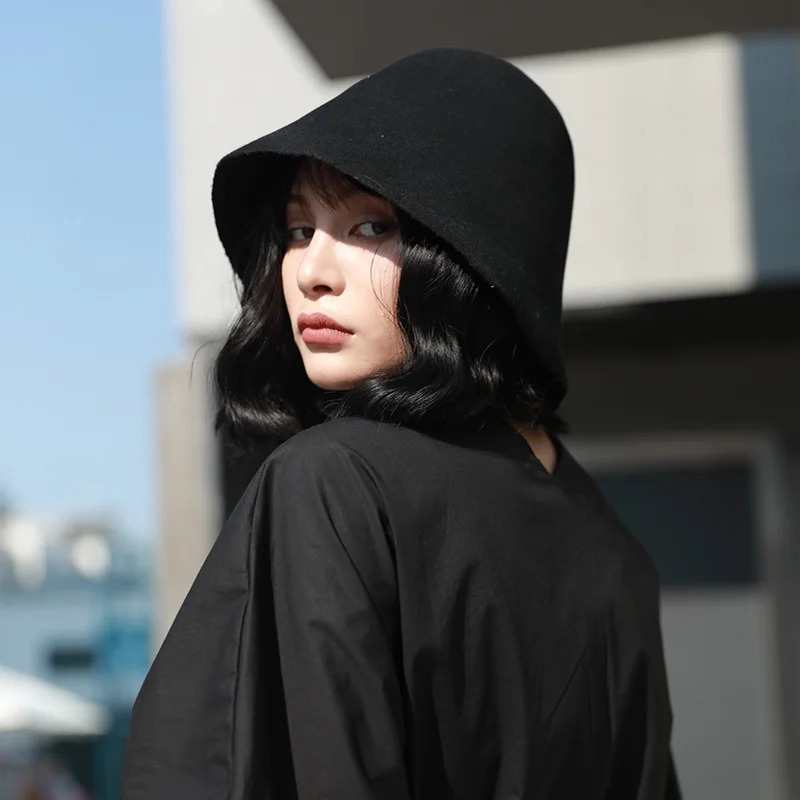 Classic womens wardrobe bucket felt hat autumn wool felt conical wardrobe hat Millinery craft hat Fasciator Block Base Body 241019