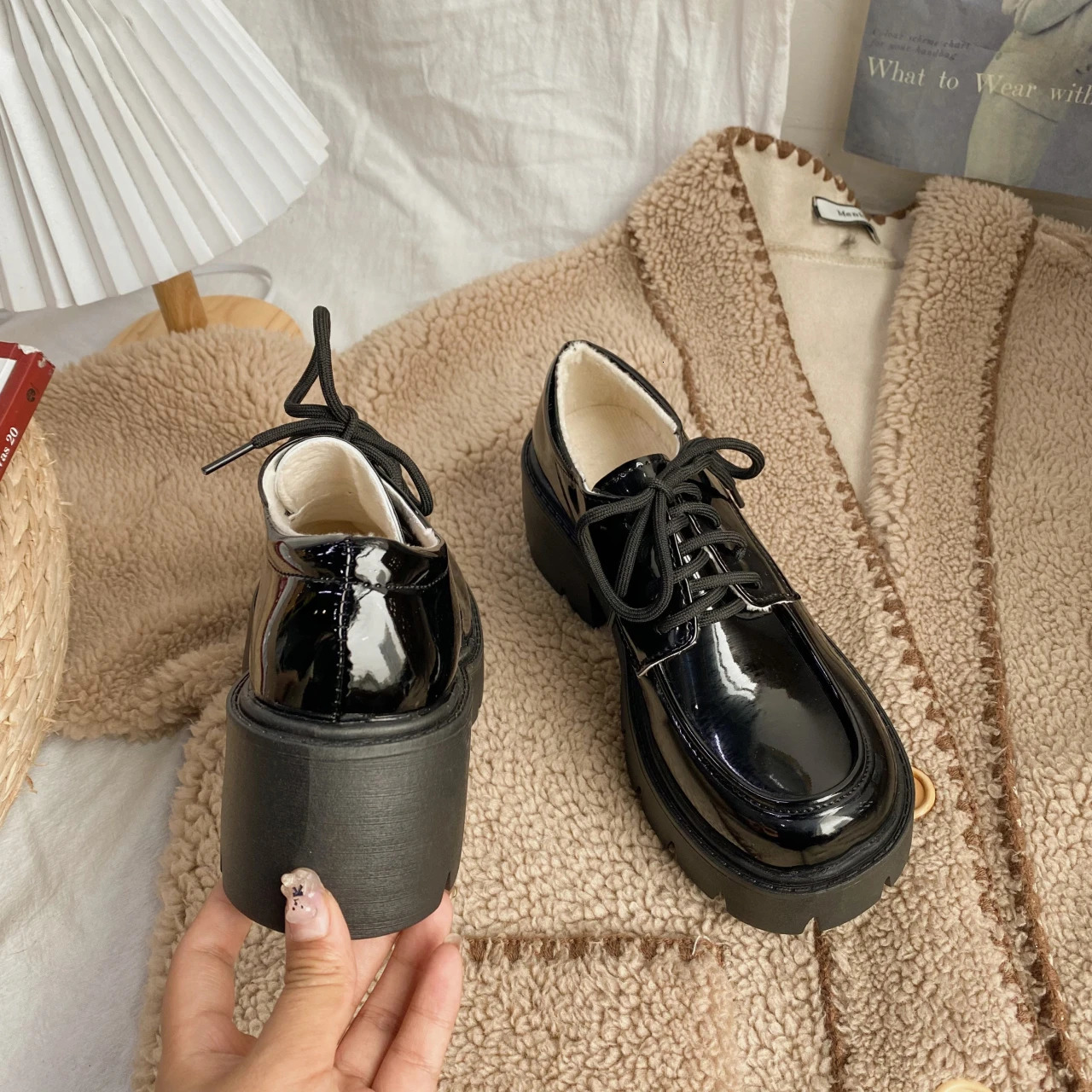 Uniform shoes small leather shoes British girl Japanese wild black retro Mary Jane shoes Lolita platform shoes low Hee 241019