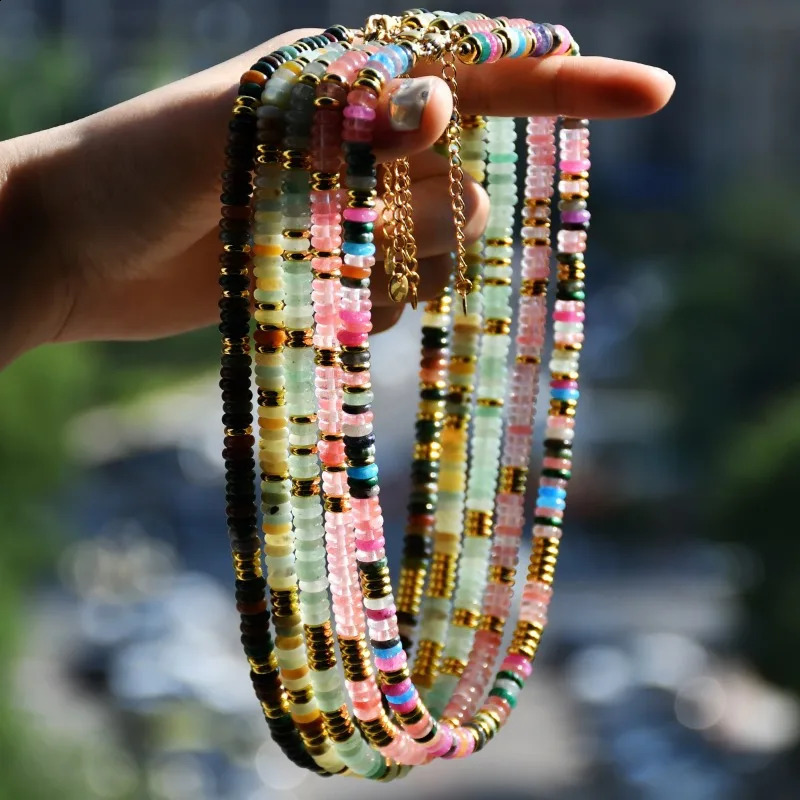 Bohemian bead necklace gemstone natural stone freshwater pearl surfer summer beach handmade jewelry accessories 241019