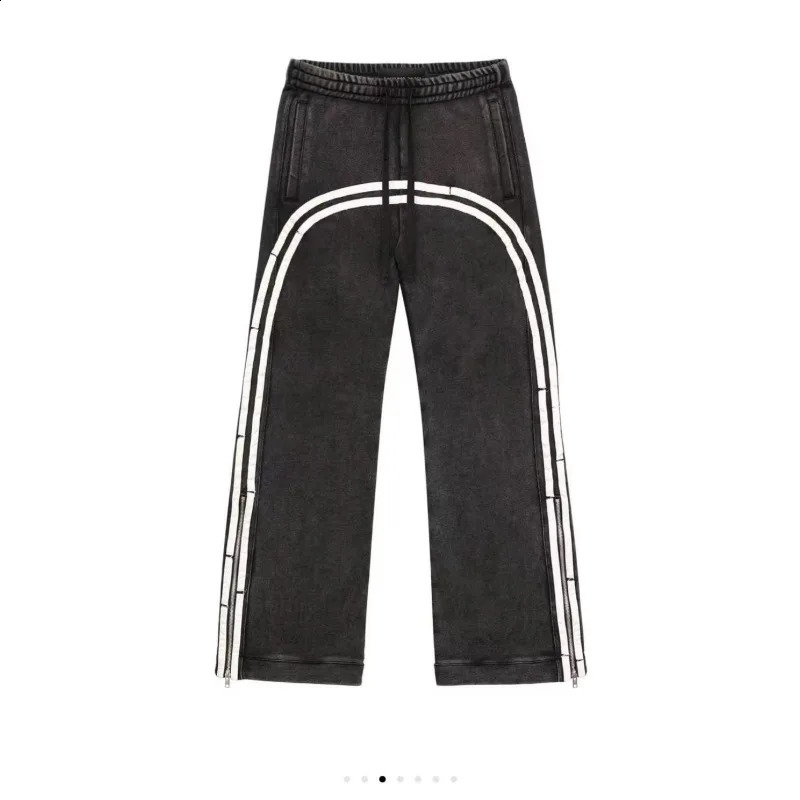 Y2K 2 piece set Men Stripe Pattern Zip Up Hoodie High Quality Fashion Casual Pants Oversized Sweatshirt Hip Hop Streetwear 241017
