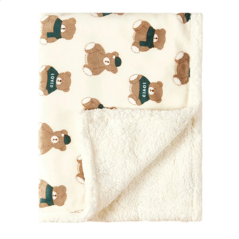 Winter Fleece Warm Quilt for born Bedding Baby Swaddle Wrap Flannel Lamb Soft Stroller Blanket Manta Bebe 241019