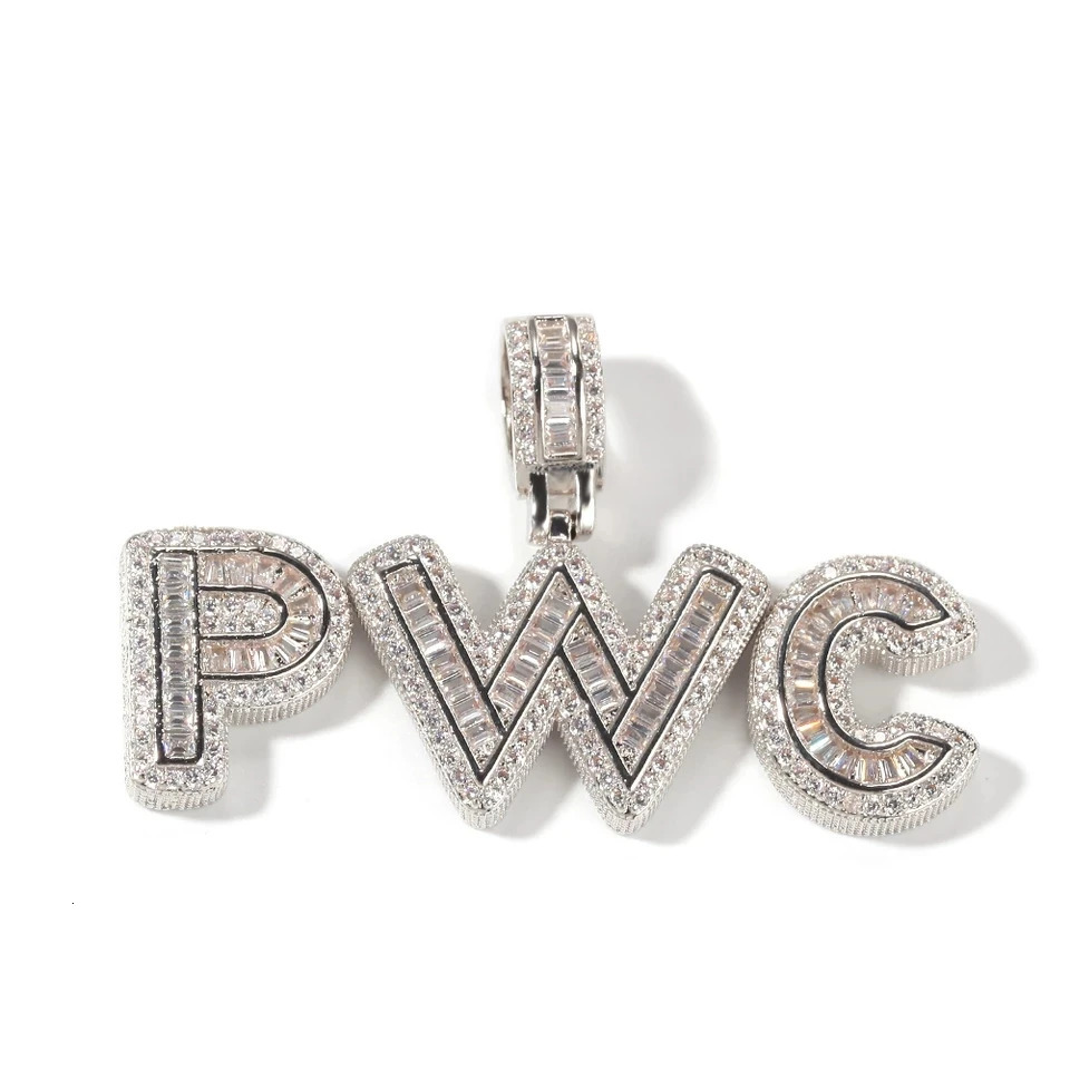 Custom Name Necklace Gift Personalized Baguette letters Pendant Chain Iced Out Rock Candy Letters Pendant Necklace Jewelry Gift 241019