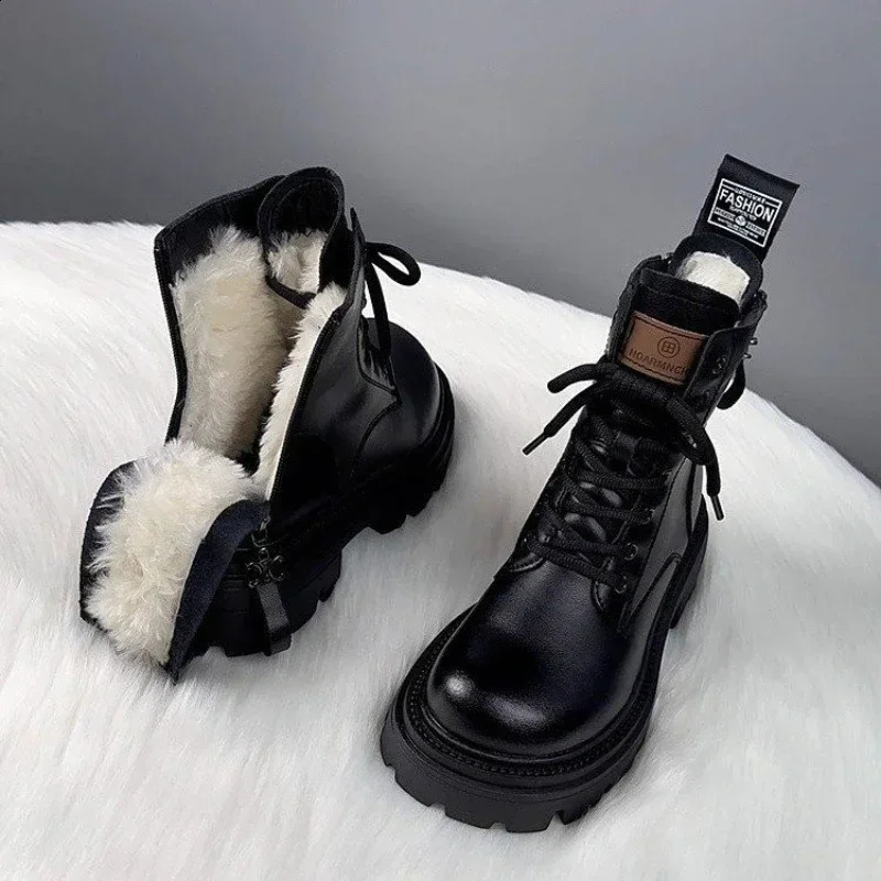 2023 Women Boots Casual Shoes Female Short Plush Ladies Classic Punk Woman High Heels Platform Botas De Mujer 241028