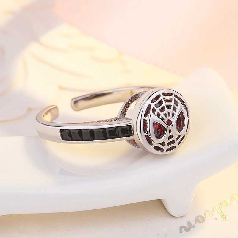 Creative Red Crystal Spider Web Men and Women Open Ring Fashion Punk Trend Party Jewelry Y241019