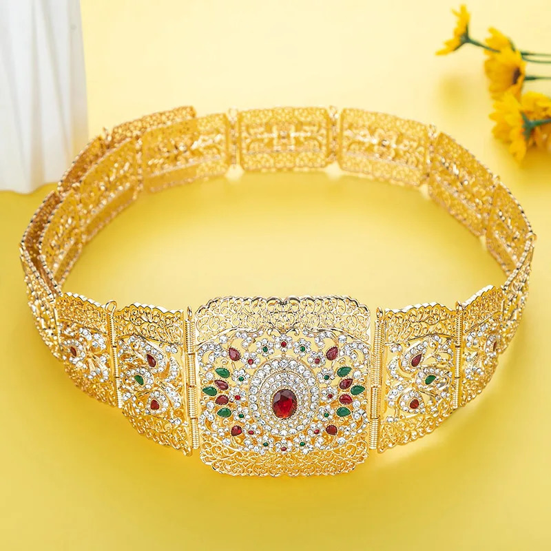 Arabian Kaftan metal belt suitable for womens wedding dresses body jewelry gold Moroccan belt adjustable length 241019