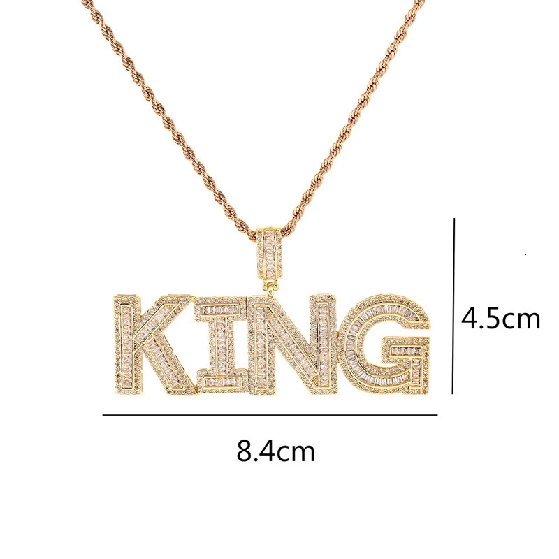 Customized Bigger Letters Name Pendant Iced Out Zircon Name Nekclace with Rope Chain Choker for Women Hiphop Necklace for Man 241019